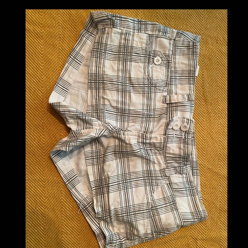 Gray and White Plaid Shorts